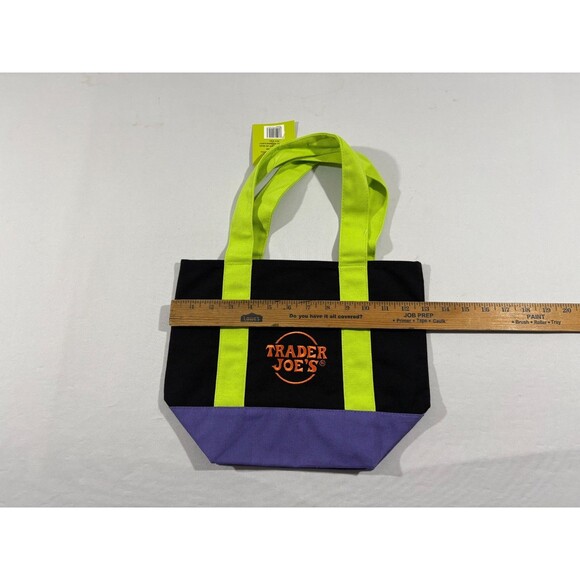 Trader Joe's Trick Treat Mini Canvas Tote Bag Orange Black Purple Multi Lot 4 - Picture 8 of 12